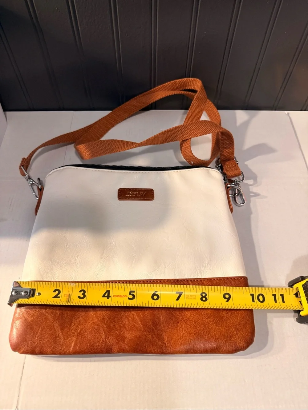 Two-Tone Cream and Brown Crossbody Bag - Classic Women's Shoulder Bag